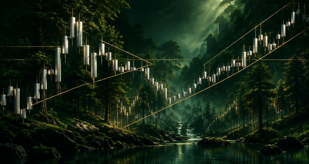 Silver candlestick structures in a forest explaining technical analysis basics